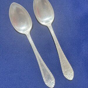 Vintage Reed & Barton OLD LONDON Set of 2 Place/ Table Spoons 8-1/4" Silverplate